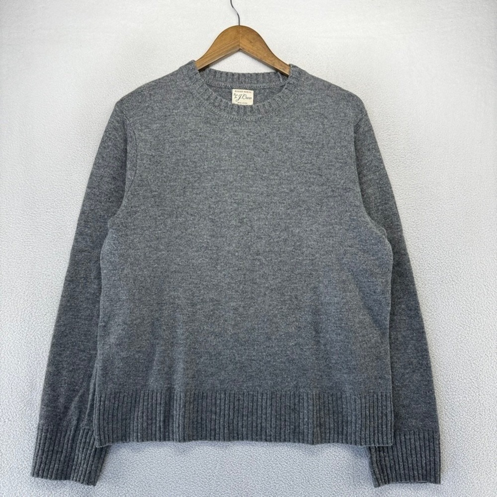 J.Crew Sweater Mens Medium Gray Rugged Merino Wool Blend Crewneck Pullover Knit